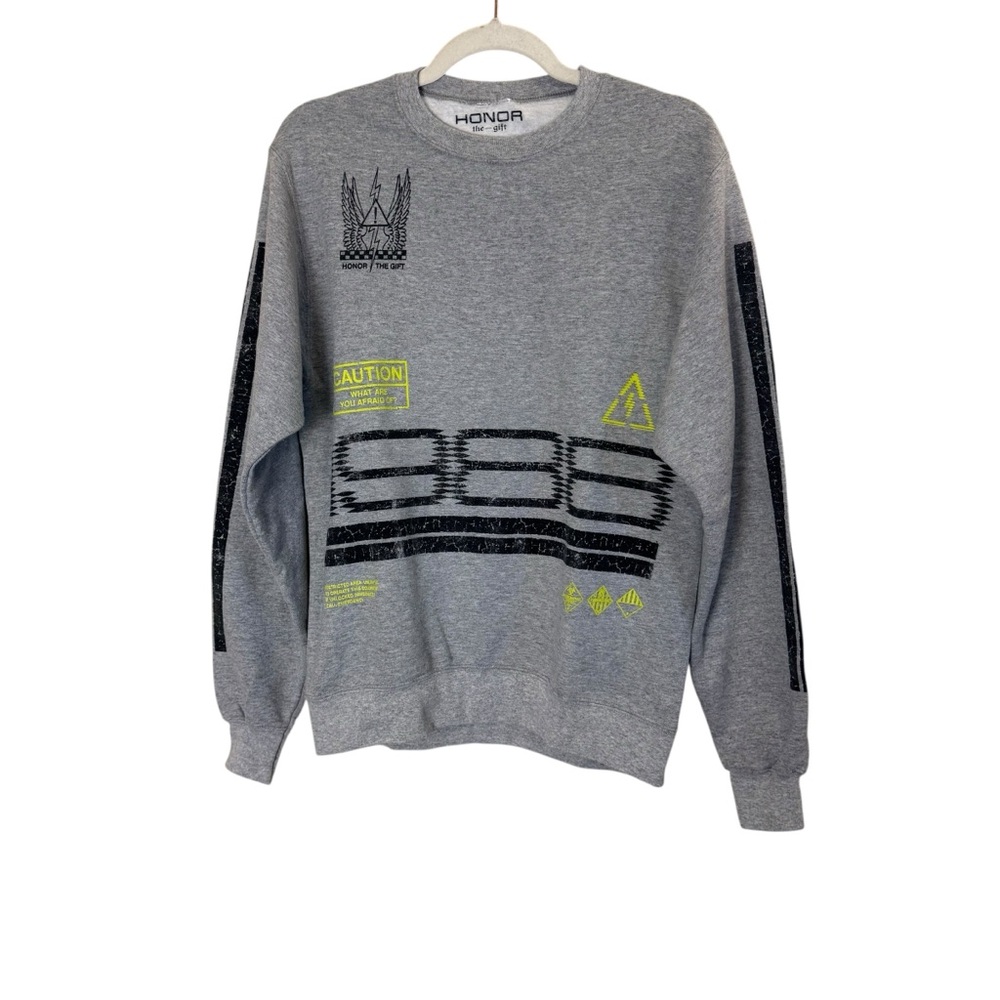 Honor the Gift Men's Gray and Black 1988 Streetwear Crewneck Sweatshirt Sz S